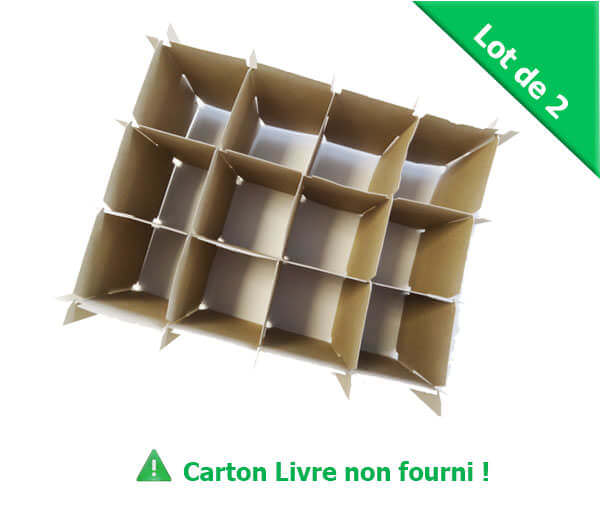 -2 CROISILLONS DE 12 VERRES AVEC INTERCALAIRE POUR REMPLIR UN PETIT CARTON LIVRE -2 CROISILLONS DE 12 VERRES AVEC INTERCALAIRE POUR REMPLIR UN PETIT CARTON LIVRE