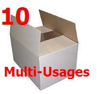 -LOT DE 10 GRANDS CARTONS DEMENAGEMENTS (BLANC) MULTI - USAGES
