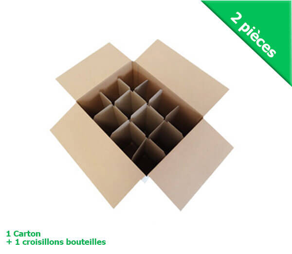 -ENSEMBLE COMPOSE : 1 CARTON + 1 CROISILLON POUR RANGER 12 BOUTEILLES -ENSEMBLE COMPOSE : 1 CARTON + 1 CROISILLON POUR RANGER 12 BOUTEILLES