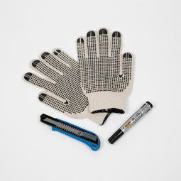 kit utile (gants + cutter + marqueur)