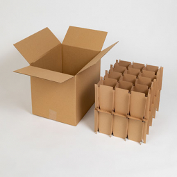 Boîte d'emballage en carton recyclé pour 32 verres avec