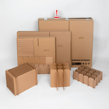 Caisse carton de déménagement double cannelure avec poignées et montage  rapide ecologique et eco-responsable